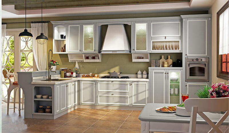 High gloss kitchen cabinets