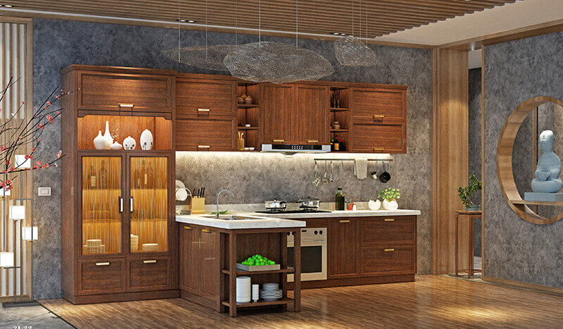 Solid wood kitchen cabinets