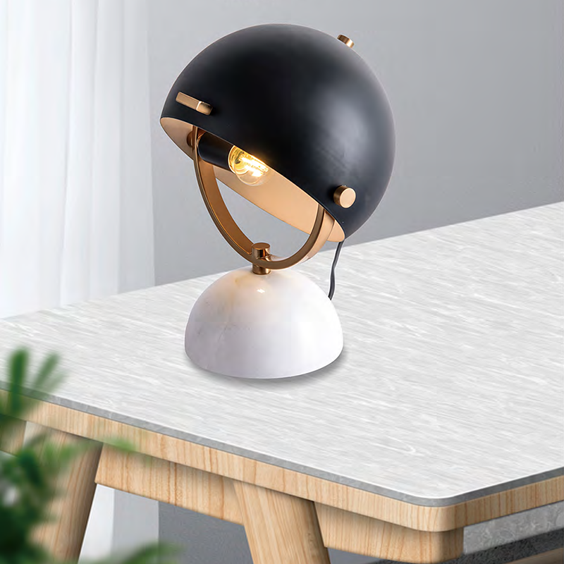 Small table lamp  Nordic creative globe cap marble base study bedroom lamp