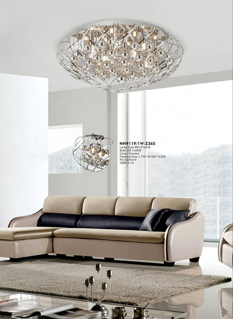 Nordic round luxury crystal ceiling lamp hotel club lamp