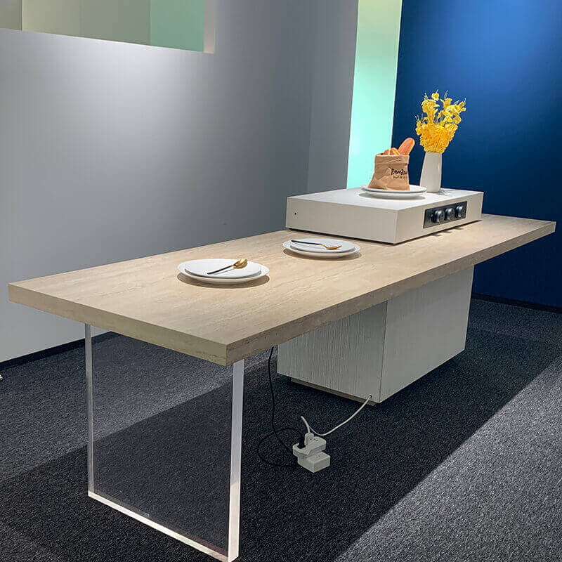 Solid wood wood grain acrylic rock slab long island table